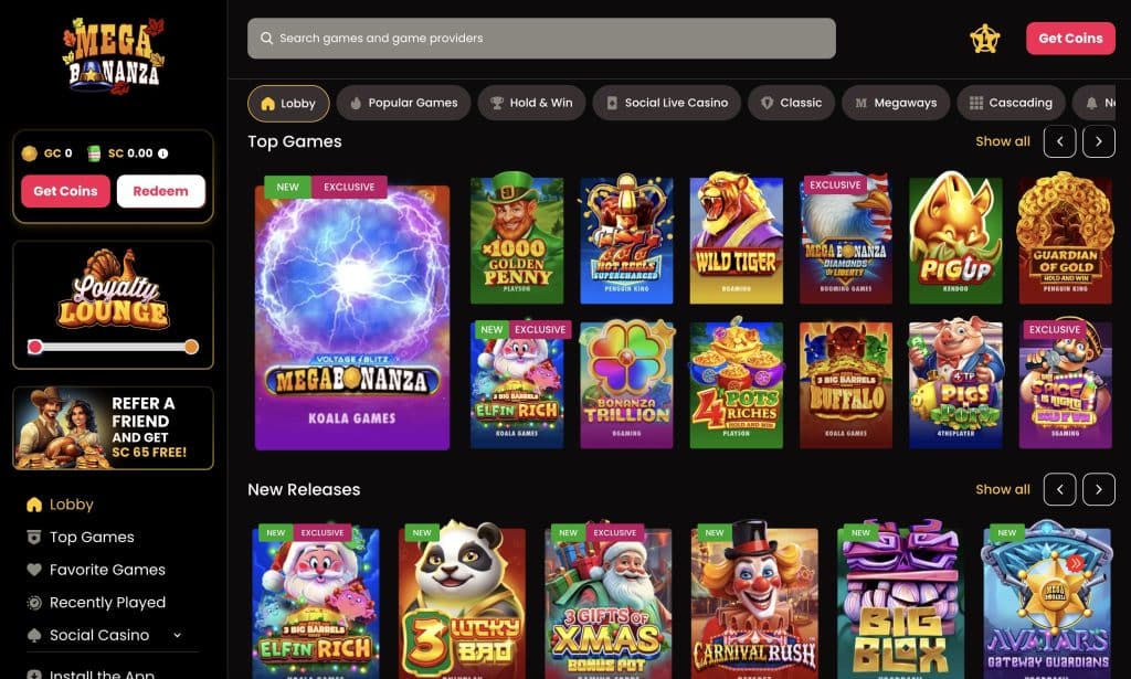 Mega Bonanza Lobby Top Games